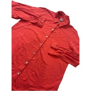 J.Jill Women's Salmon  100% Cotton Button Up Tunic Blouse Shirt Large